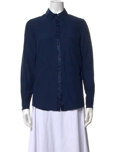 Pre-owned Matthew Williamson Silk Long Sleeve Button-up Top In Blue