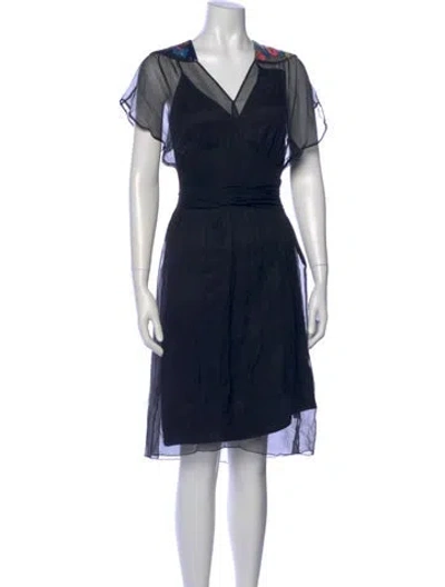 Pre-owned Matthew Williamson Silk Midi Length Dress In Blue