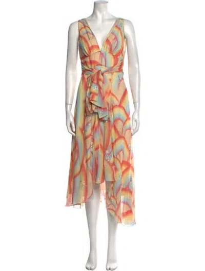 Pre-owned Matthew Williamson Silk Midi Length Dress In Metallic