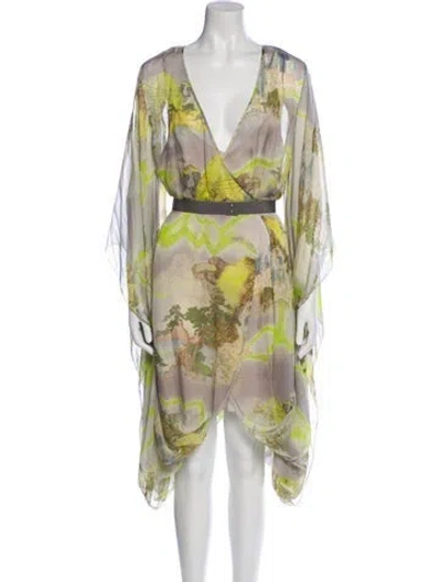 Pre-owned Matthew Williamson Silk Mini Dress In Gray