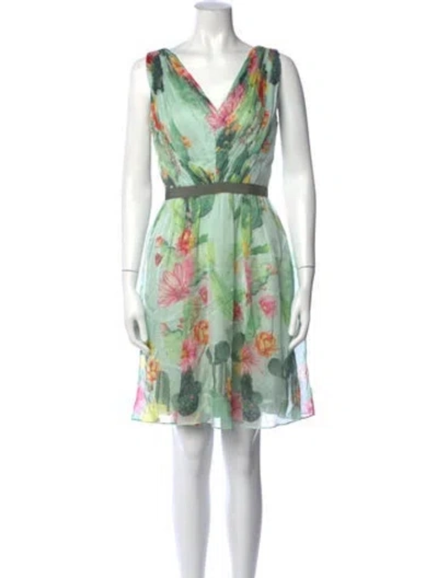 Pre-owned Matthew Williamson Silk Mini Dress In Green