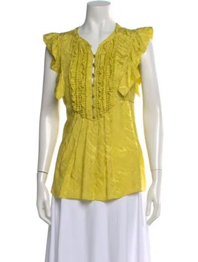 Pre-owned Matthew Williamson Silk Printed Blouse In Yellow