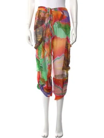 Pre-owned Matthew Williamson Silk Straight Leg Pants In Orange