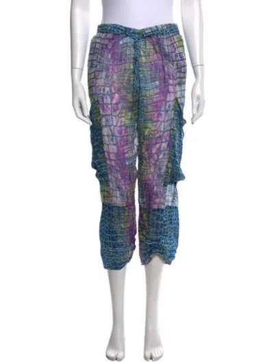 Pre-owned Matthew Williamson Silk Wide Leg Pants In Blue