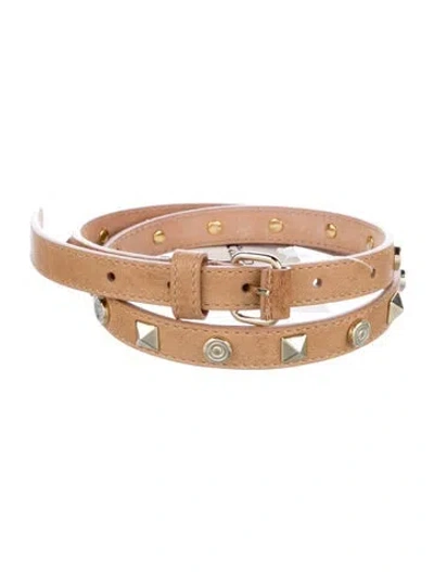 Pre-owned Matthew Williamson Skinny Leather Waist Belt In Brown