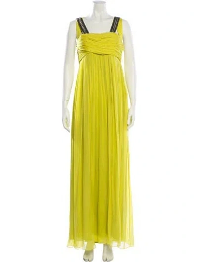 Pre-owned Matthew Williamson Square Neckline Long Dress In Yellow