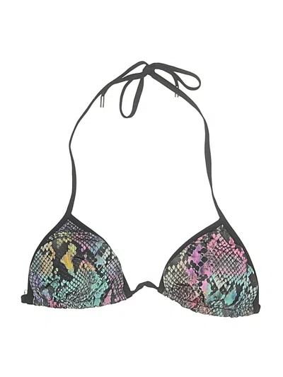 Pre-owned Matthew Williamson Swimsuit Top Gray Print Pattern Swimwear