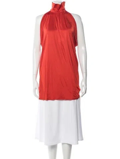 Pre-owned Matthew Williamson Turtleneck Sleeveless Top In Orange