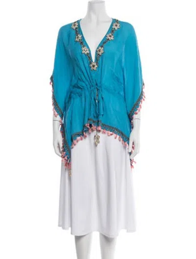 Pre-owned Matthew Williamson Vintage Tassel Accents Robe In Blue