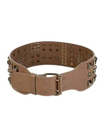 Pre-owned Matthew Williamson Wide Leather Waist Belt In Neutral