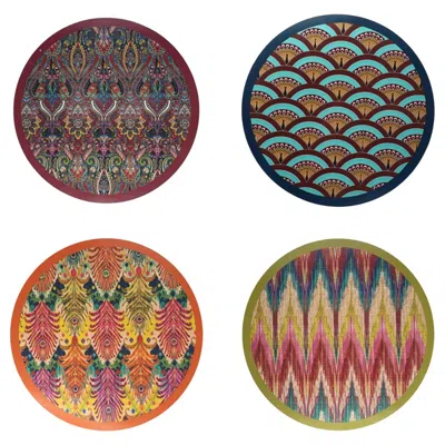 Pre-owned Matthew Williamson X Les-ottomans Wood Placemats Set Of 4 In Brown