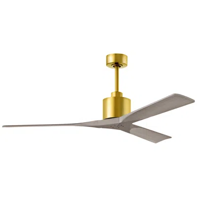 Matthews Fan Company 60" Matthews Nan Gray Ash And Brass Outdoor Ceiling Fan With Remote