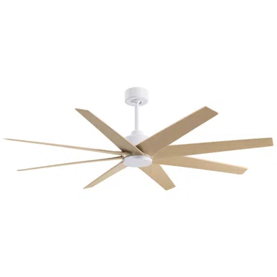 Matthews Fan Company 64" Ariella Matte White Ceiling Fan With Light Maple Blades