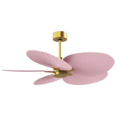 Matthews Fan Company Alessandra Tropical 48" Brass Ceiling Fan W/ Light Pink Blades