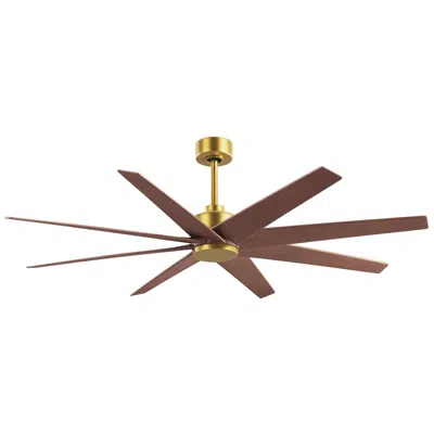 Matthews Fan Company Ariella 64"w 8 Blade Brushed Brass Ceiling Fan W/ Walnut Tone Blades