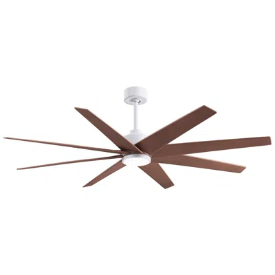 Matthews Fan Company Ariella 64"w 8 Blade Matte White Led Ceiling Fan W/ Walnut Tone Blades