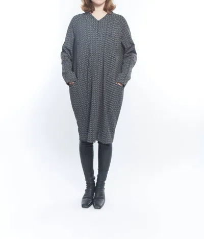 Matthildur Alabaster V-neck Dress In Black Zen Print