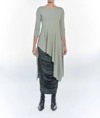 Matthildur Elise Asymmetrical Long Sleeve Top In Olive