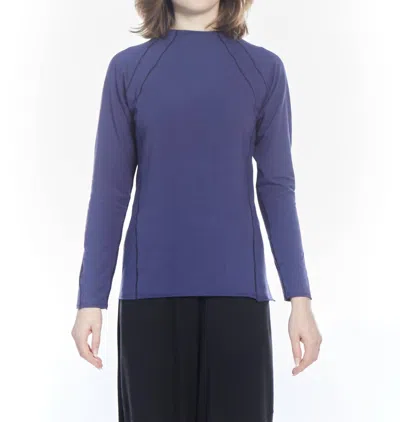 Matthildur Emilia Contrast Stitching Long Sleeve Top In Ink