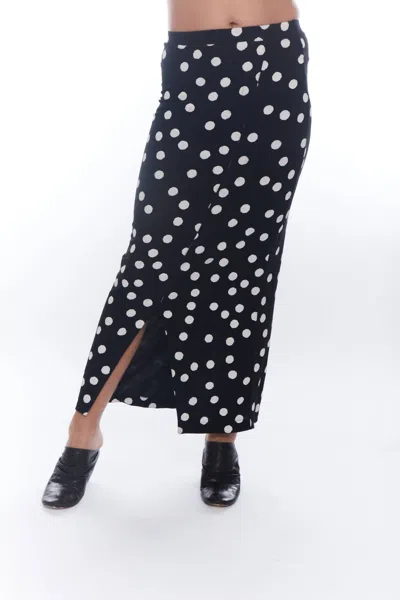 Matthildur Jane Polka Dot Slit Maxi Skirt In Black Mini Dots