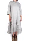 Matthildur Poplin Button Up Dress In Gray In Gray