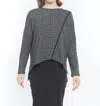 MATTHILDUR QUINTA SIDE SLIT LONG SLEEVE SWEATER IN BLACK ZEN PRINT