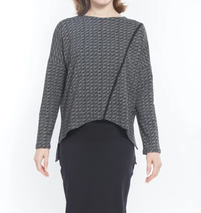 Matthildur Quinta Side Slit Long Sleeve Sweater In Black Zen Print