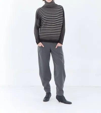 Matthildur Timo Stripe Turtleneck Sweater In Black Storm