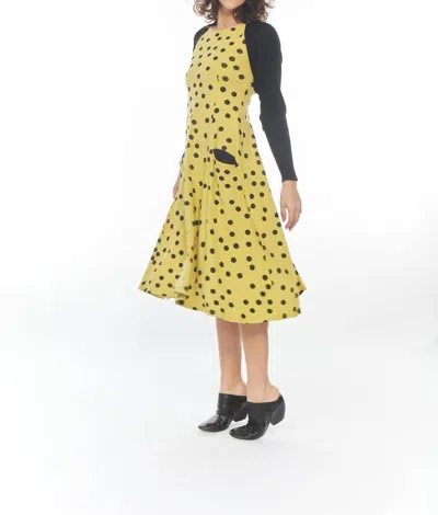 Matthildur Tina Polka Dot Midi Dress In Lemon Mini Dots