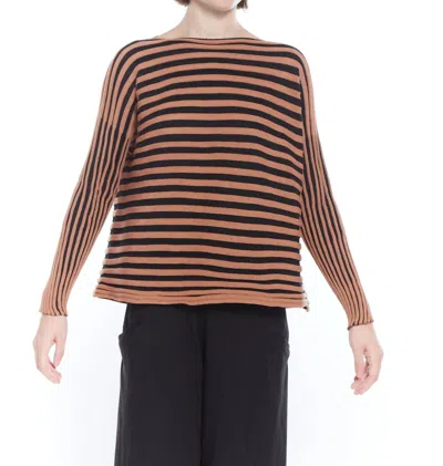Matthildur Torrent Stripe Sweater In Black/apricot