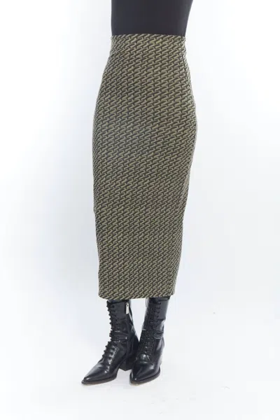 Matthildur Vault Patterned Back Slit Maxi Skirt In Rain Zen Print