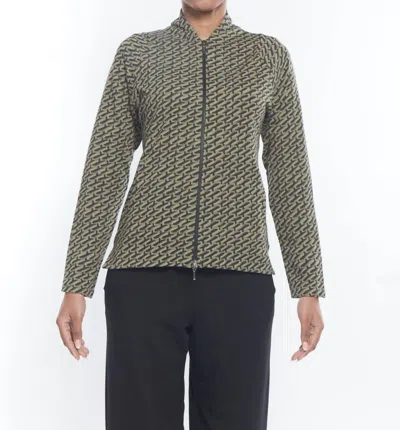 Matthildur Vita Zip Jacket In Yellow/black Zen Print