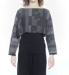 Matthildur Vonji Patterned Crop Sweater In Black Grey