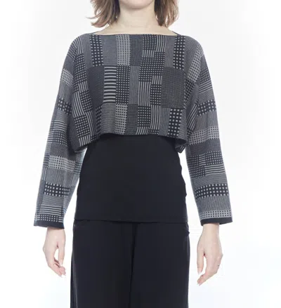 Matthildur Vonji Patterned Crop Sweater In Black Grey