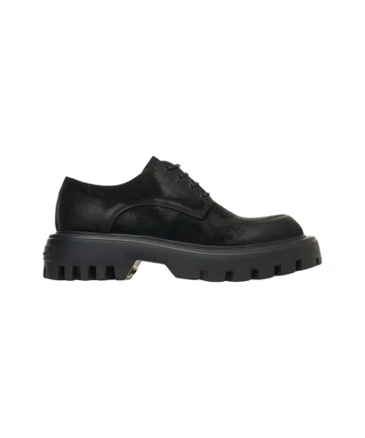 Mattia Capezzani Black Suede Lace-up Shoes With Sole Design