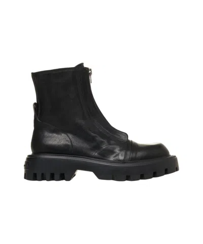 Mattia Capezzani Sophisticated Leather Ankle Boots With Zipper Closure In Black