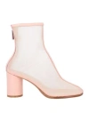 Mattia Capezzani Woman Ankle Boots Blush Size 8 Leather, Textile Fibers