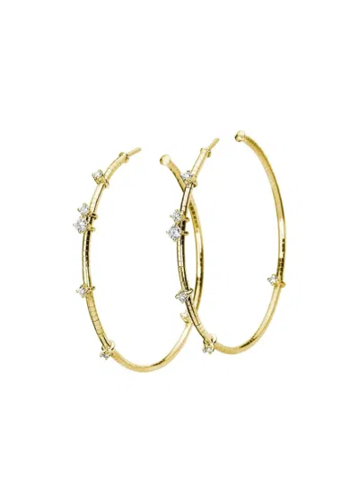 Mattia Cielo 18k Yellow Gold Rugiada Diamonds Hoop Earrings In Burgundy