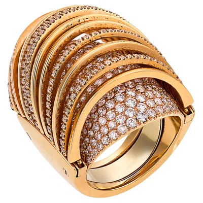 Pre-owned Mattia Cielo 7.50 Carat Diamond 18k Rose Gold Ringstack Cocktail Ring In Red