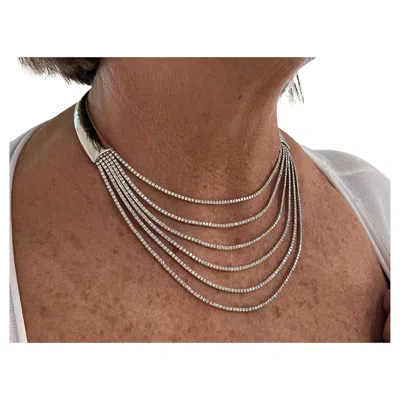 Pre-owned Mattia Cielo Original 18kt White Gold  Necklace 12.85ct Brilliant White Diamonds