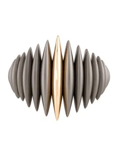 Pre-owned Mattia Cielo Two-tone Ghiaccio Cuff Bracelet, 7" In Multi