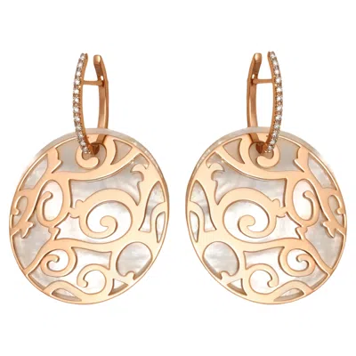 Pre-owned Mattioli 18 Kt Gold  Diamond & Mop Earrings In Multi
