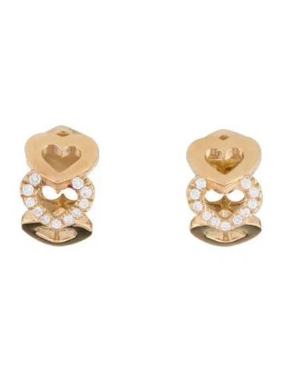 Pre-owned Mattioli 18k Diamond Heart Huggie Earrings In Multi