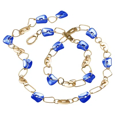 Pre-owned Mattioli 18k  Indigo Mother Of Pearl Puzzle Necklace In Blue