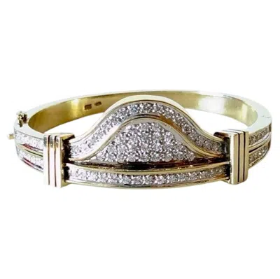 Pre-owned Mattioli Art Deco Inspired Wave Crest Bracelet 14kt Two Tone Gold And Pav� Of Diamonds In Multiple
