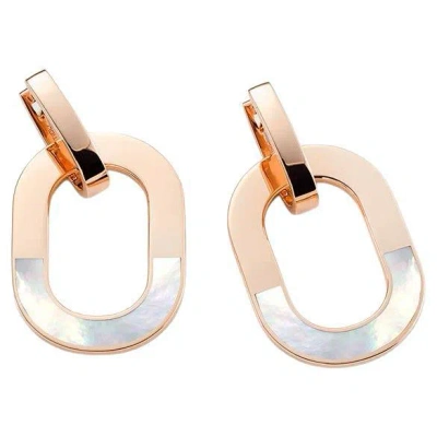 Pre-owned Mattioli Aruba Earrings In 18 Karat Rose Gold And Mother Of Pearl In Red
