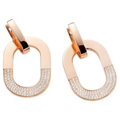 Pre-owned Mattioli Aruba Earrings In 18 Karat Rose Gold And Pavé Of Diamonds In Red