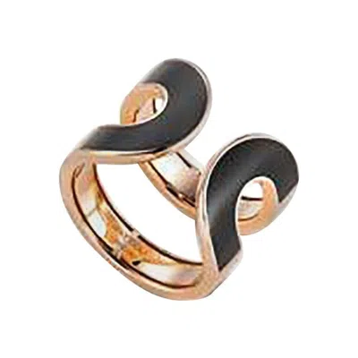 Pre-owned Mattioli Aruba Ring In Rose Gold And Black Onyx In Red