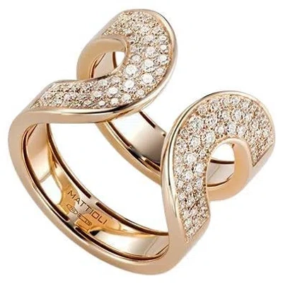 Pre-owned Mattioli Aruba Ring In Rose Gold And Brown Diamonds In Red
