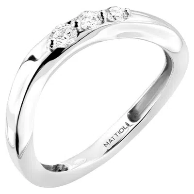 Pre-owned Mattioli Aspis Band Ring In White Gold And White Diamonds
